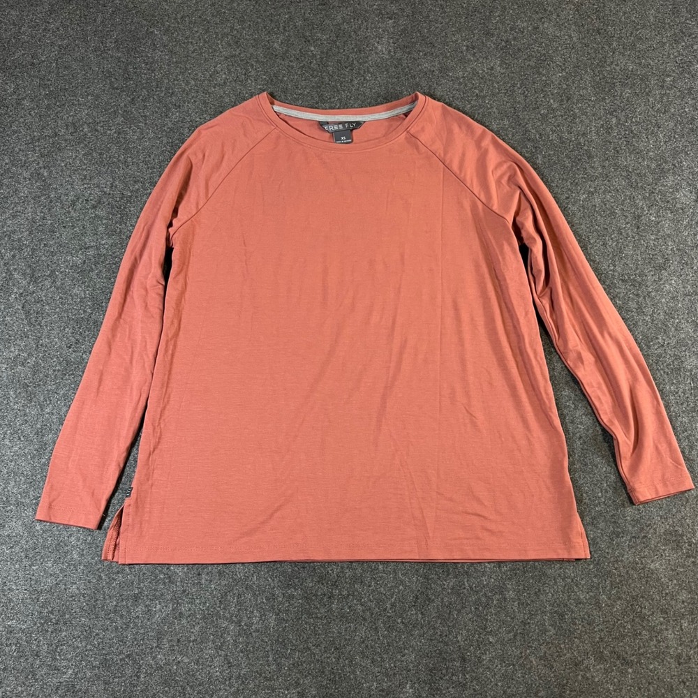 Free Fly Womens Bamboo Viscose Long Sleeve Top Raglan Crew Neck Clay Pink XS